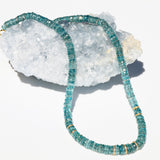 14k Blue Zircon Heishi Beaded Necklace with Diamond Rondelles - One of a Kind