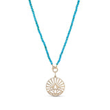 14K Yellow Gold Lotus in the Sun Turquoise Necklace