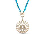 14K Yellow Gold Lotus in the Sun Turquoise Necklace