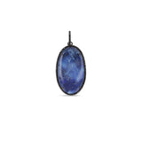 Blue Opal and Black Diamond Oval Pendant - One of a Kind