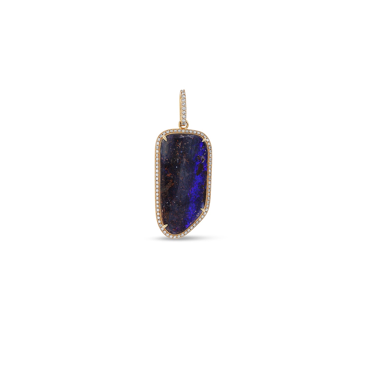 14k Freeform Opal and Diamond Pendant - One of a Kind