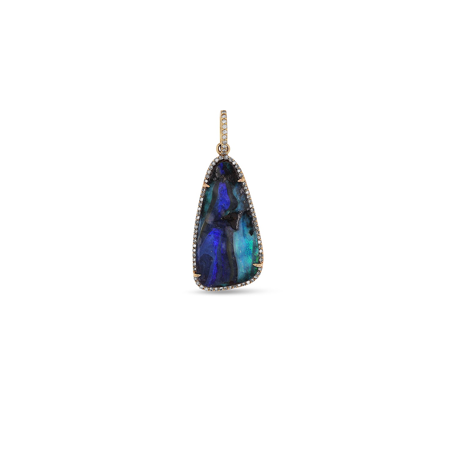 14k Boulder Opal & Diamond Pendant - One of a Kind