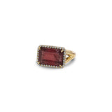 East West Pink Tourmaline with Diamond Halo Ring - 7 "One of a Kind"