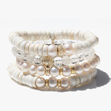 14k Pearl Bracelet with Diamond Rondelles - 8mm