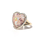 14k Heart Shape Mexican Fire Opal Cathedral Ring "One of a Kind"