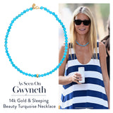 14k Gold Sleeping Beauty Turquoise with 14k Rondelle Knotted Necklace - 17"