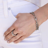 Mixed Chain Paperclip Flat Curb Chain Bracelet - 10mm