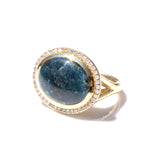 14k Blue Tourmaline Joni Ring with Diamond Halo "One of a Kind"