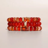The Blondie Stack - 14k Dark Carnelian, Sunstone & Mexican Opal Bracelets - One of a Kind