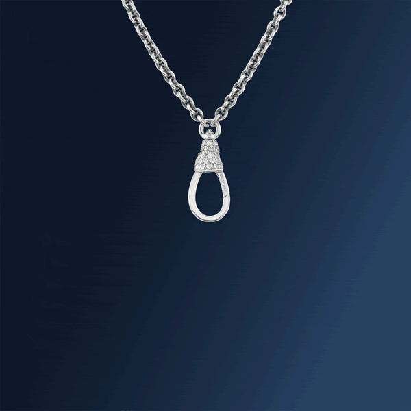 Silver Cable Chain Necklace with Diamond Swivel Clasp - 19