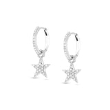 Diamond Huggies with Diamond Star Drop Earrings