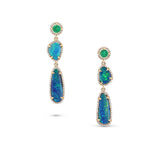 14k Emerald & Opal Freeform Drop Earrings - One of a Kind