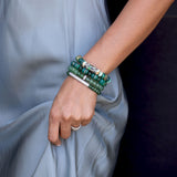 Green Mix Bead Bracelet with Diamond Rondelles - 10mm