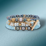 The Kelly Stack - 14k Aquamarine & Pearl Stack - One of a Kind