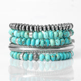Mr. LOWE Men's Turquoise Bracelet with Silver Bicone Bead - 8mm