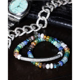 Montecito Nights Mix Bead Bracelet with Diamond Bar - 7mm