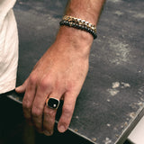 14k Mr. LOWE Men's Raw Black Diamond Tennis Bracelet with 14k Gold Rondelle