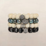 Yemen Coral Beaded Bracelet with Diamond Bezel Ball Bead - 12mm