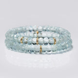 14k Aquamarine Bracelet with 3 Diamond Rondelles