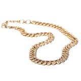 14k Diamond Flat Curb Chain Necklace - 16" + 2" Extender "One of a Kind"