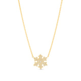 14k Diamond Cobblestone Snowflake Necklace - 18"