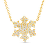 14k Diamond Cobblestone Snowflake Necklace - 18"