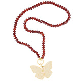 14k Hessonite Garnet and Diamond Butterfly Necklace
