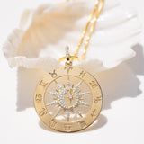 14k Zodiac Medallion on Snake Chain Necklace - 30"