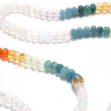 14k Rainbow Moonstone with Rainbow Mix Gemstone Necklace - 36"