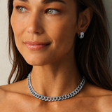 Diamond Curb Chain Choker Necklace