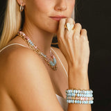 Summer in St. Tropez Mix Beaded Bracelet with Topaz Rondelle - 8mm