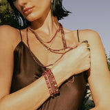 The Monroe Stack - 14k Tourmaline and Pink Sapphire Bracelets - One of a Kind
