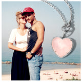 Rose Quartz & Diamond Heart Chain Necklace