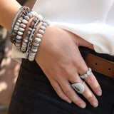 Neutral Gradient Bead Bracelet with Diamond Bar