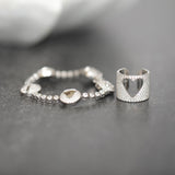 Diamond Heart Wide Cuff Ring