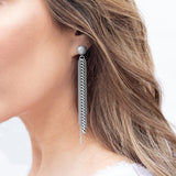 Silver Chain Fringe on Diamond Stud Earrings