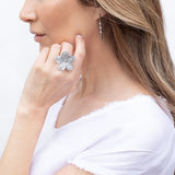 Plumeria with Bezeled Diamond Center Ring