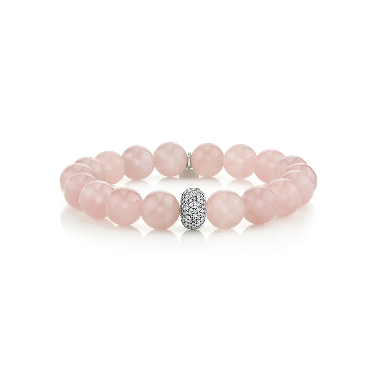 Rose Quartz Bracelet With Pavé Diamond Donut | Luxury Jewelry | Sheryl Lowe