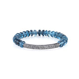 London Blue Topaz Bead Bracelet With Diamond Bar - 8mm
