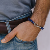 Mr. LOWE Lapis Bead Bracelet with Silver Hook Clasp - 8mm