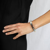 Neutral Gradient Bead Bracelet with 5 Diamond Rondelles