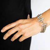 Silver & Diamond Triple Chain Toggle Bracelet