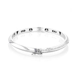 Knife Edge Silver & Diamond Hinged Bangle with Icon Gallery