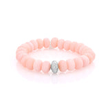 Pink Opal Rondelle Bracelet with Diamond Donut - 10mm