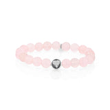 Cuties Icon Bracelet - Rose Quartz with Diamond Heart Bead