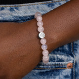 Cuties Icon Bracelet - Rose Quartz with Diamond Heart Bead