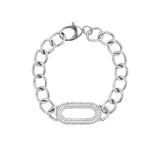 Pave Diamond Puffy Oval Paperclip Chain Bracelet