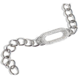 Pave Diamond Puffy Oval Paperclip Chain Bracelet