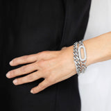 Pave Diamond Puffy Oval Paperclip Chain Bracelet