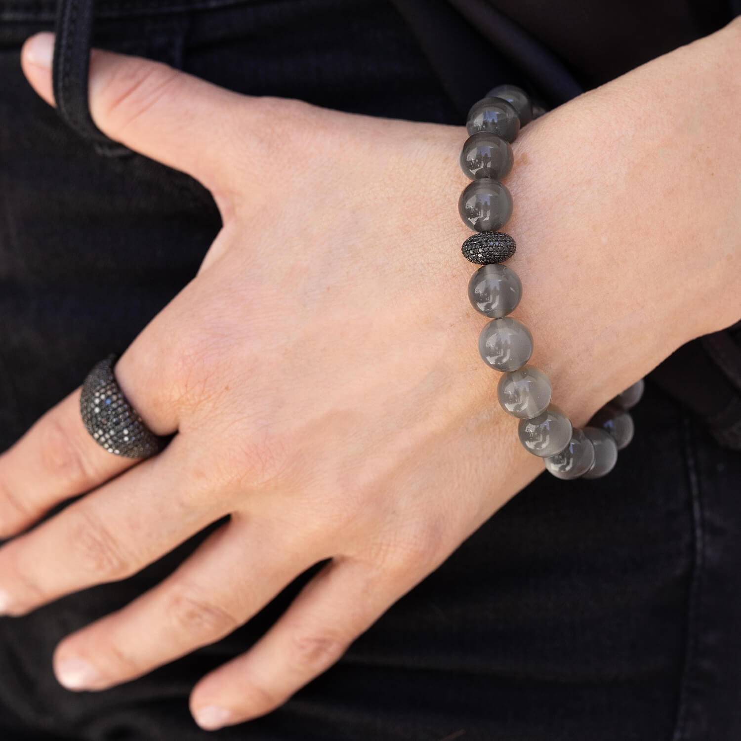 Genuine Natural Black Moonstone Sunstone Crystal Beads Bracelet AAAA 15mm |  eBay